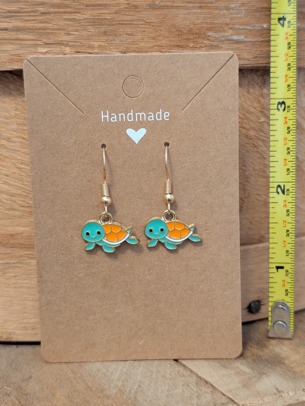 Sea Turtle Enamel Metal Earrings NEW